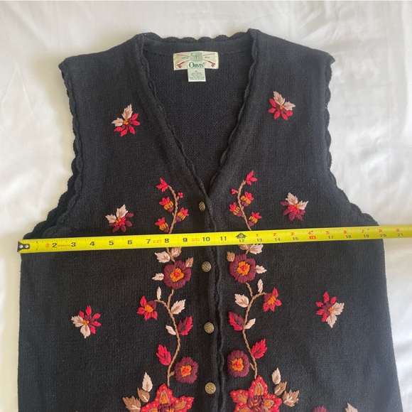 Vintage Orvis Fall Leaves Floral Embroidered Knitted V-Neck Sweater Vest - Picture 10 of 11